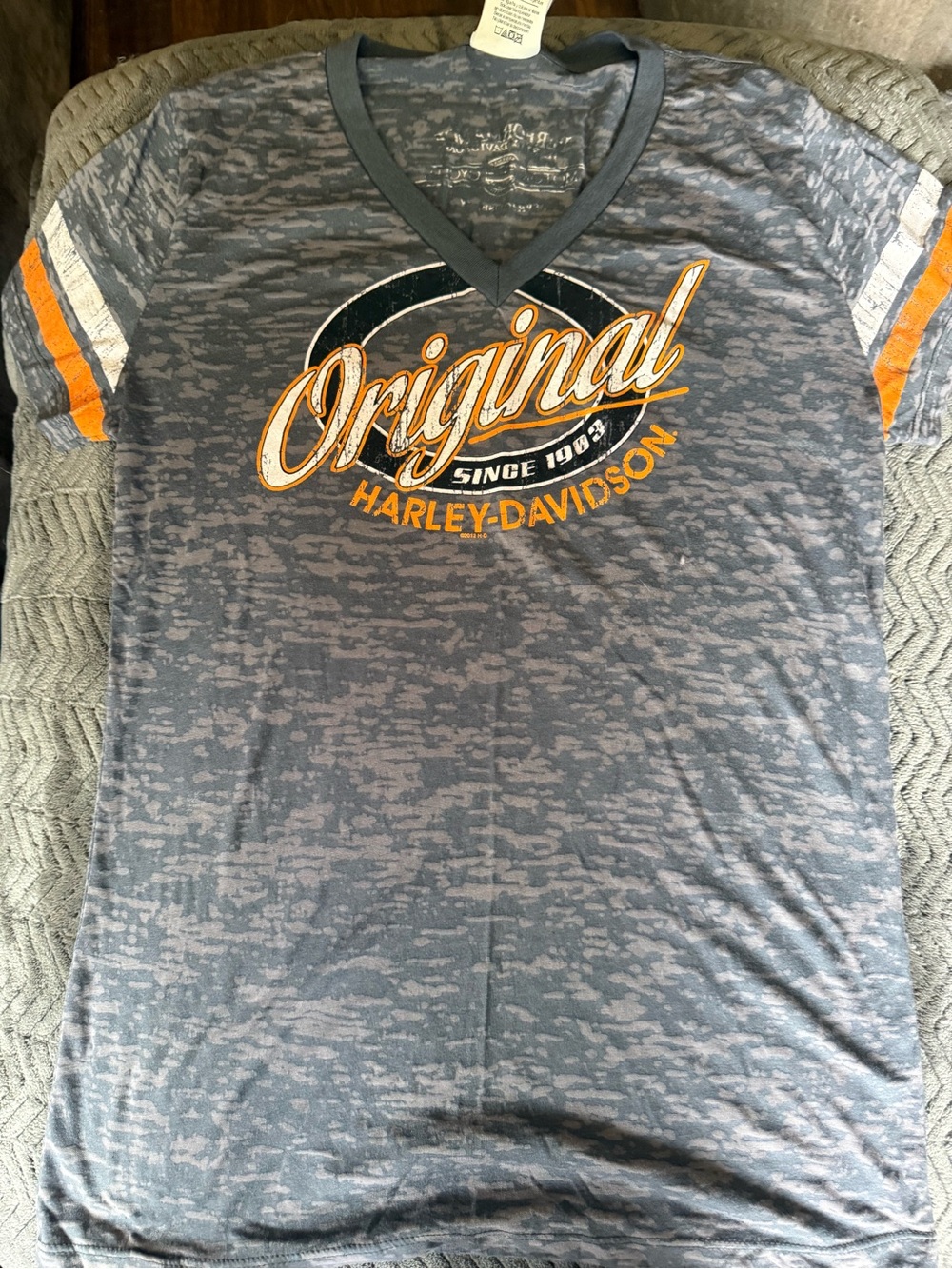 Harley-Davidson Woman’s Gray Burnout Logo Tee; Size Large